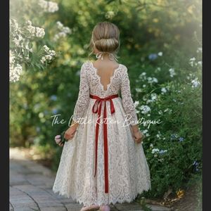 Handmade Ivory Lace Flower girl dress